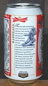 Picture of Budweiser Beer - Back